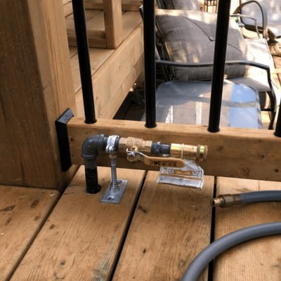 BBQ gas line installation in Calgary, prepared for connection, by Kingstree Plumbing.