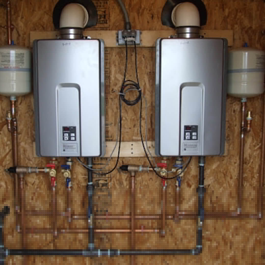 Dual tankless water heaters recently maintained by our St. Albert-based team.