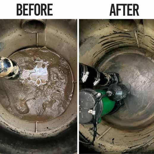 Kingstree Plumbing offers professional Sump Pump Installation services in Edmonton. Visualize a newly installed sump pump in an Edmonton basement, highlighting Kingstree Plumbing's expertise in protecting homes from water damage. The image might show a plumber from Kingstree Plumbing working on the installation or the completed setup with discharge pipes.