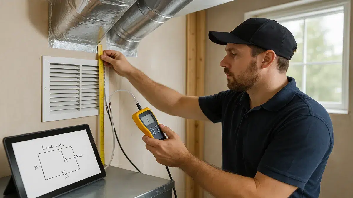 Technician inspection for AC service and repair in Sherwood Park during AC Maintenance.