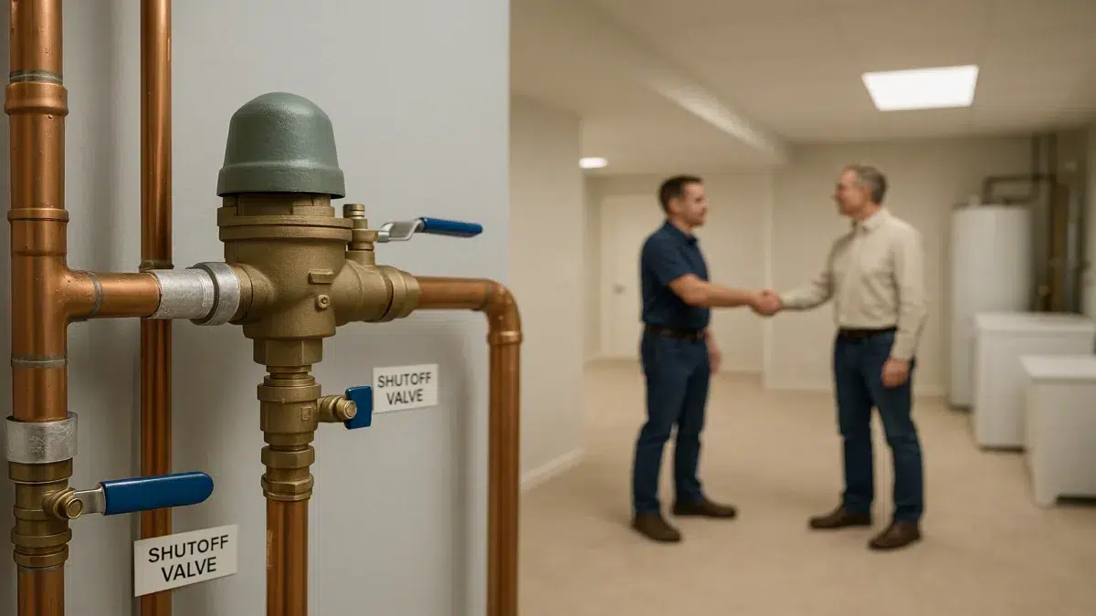 Finished Backflow Preventer Valve Services in Sherwood Park basement showcasing trusted Plumbing Services.
