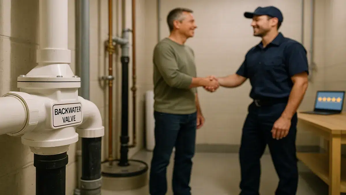 Finished Backwater Valve Maintenance, Service & Repair result in a tidy Sherwood Park basement delivered by highly rated Plumbing Companies.