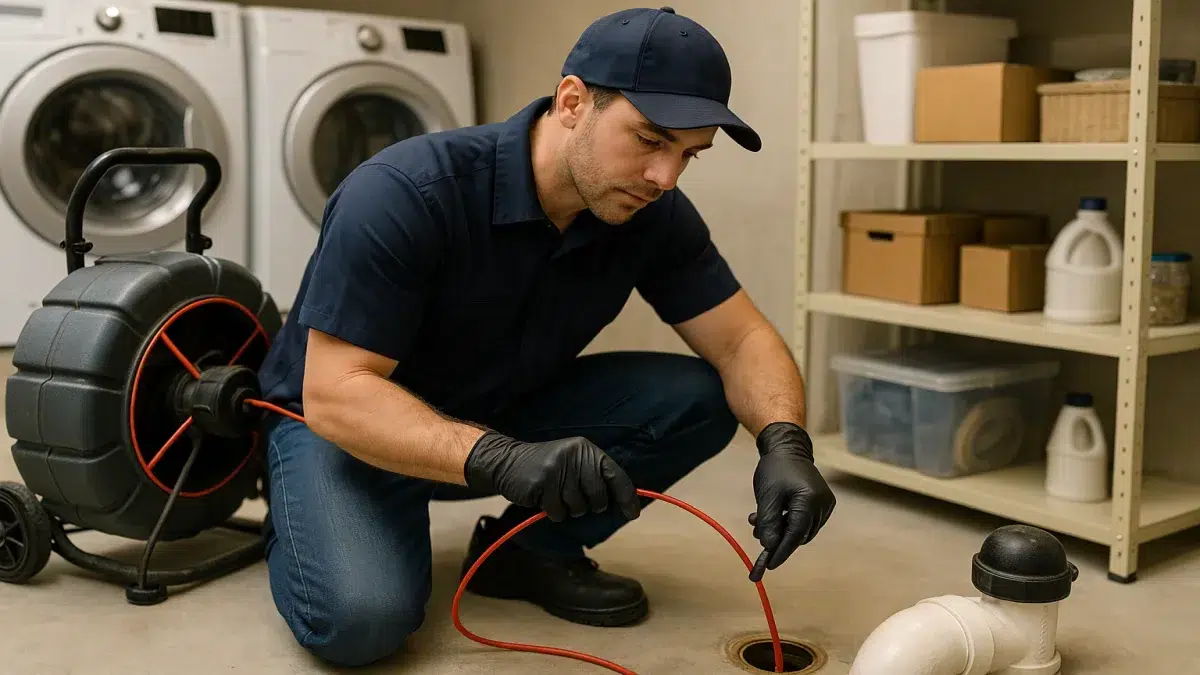 Backwater Valve Maintenance, Service & Repair in Sherwood Park plumber diagnosing Sewer Issues and Services at floor drain