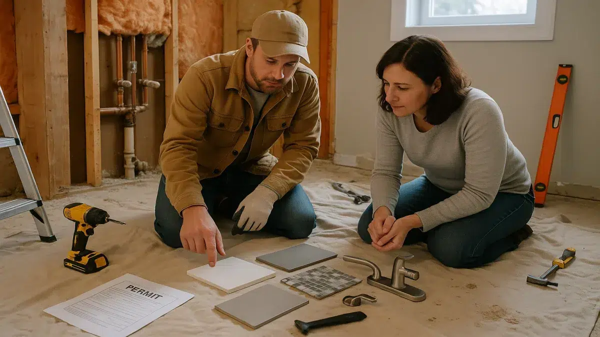 Bathroom Renovation & Remodel Services mid-renovation in Sherwood Park by skilled Bathroom Renovation Companies.