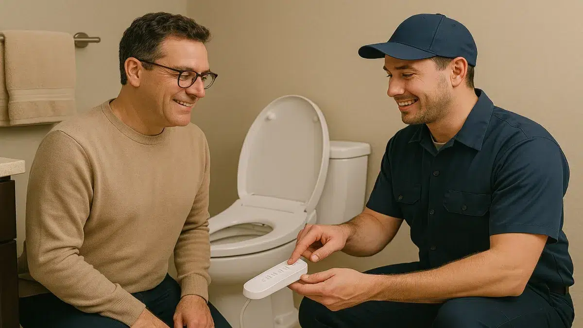 Bidet & Washlet Toilet Seat Installation in Sherwood Park bathroom, expert Bidet Installation service.