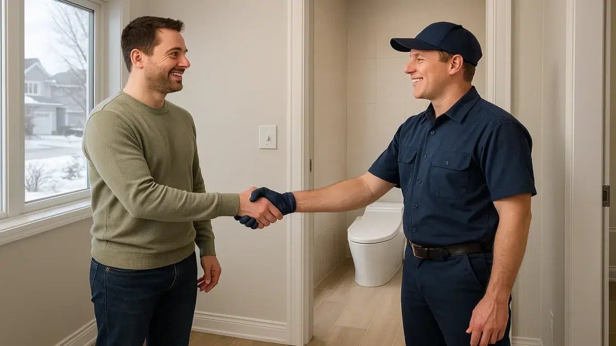 Happy Sherwood Park homeowner after Bidet & Washlet Toilet Seat Installation by trusted Plumbing Company