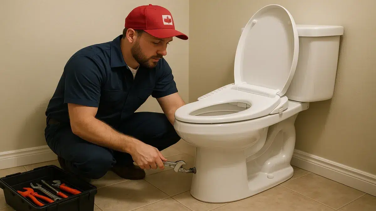 Bidet & Washlet Toilet Seat Installation in Sherwood Park bathroom, expert Bidet Installation service.