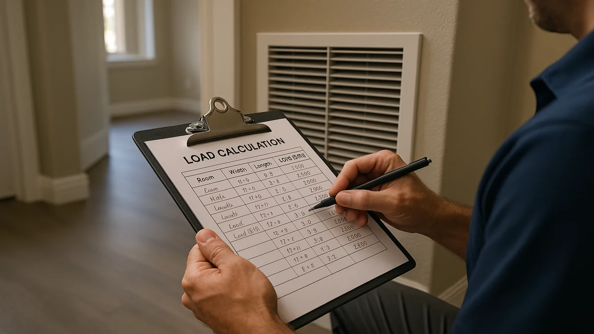 Technician performing AC service and repair load checks in Sherwood Park for accurate AC Installation.