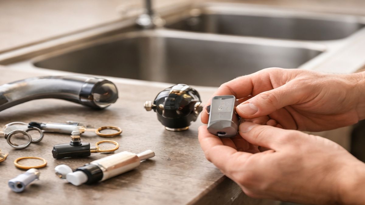 Faucet Replacement & Installation in Sherwood Park during Faucet Replacement while selecting faucet parts and styles.