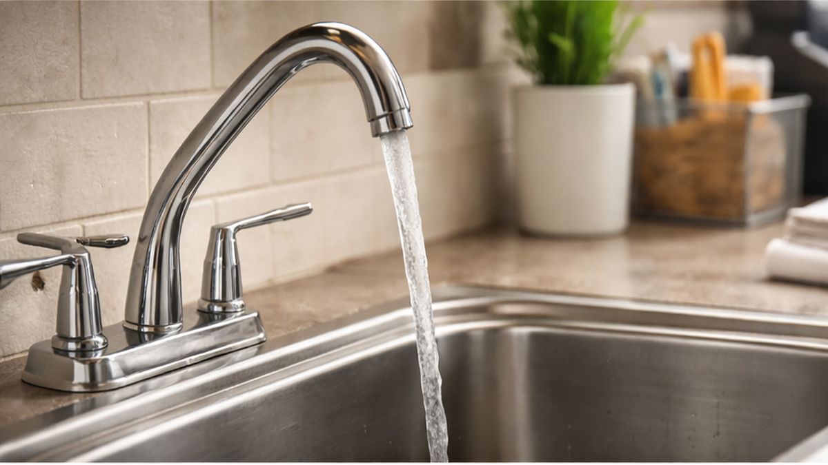 Faucet Replacement & Installation in Sherwood Park completed after Faucet Replacement with a clean finished sink.