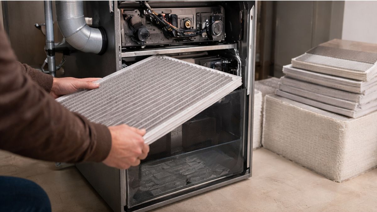 Furnace Inspections in Sherwood Park illustrating Furnace Maintenance through furnace filter replacement