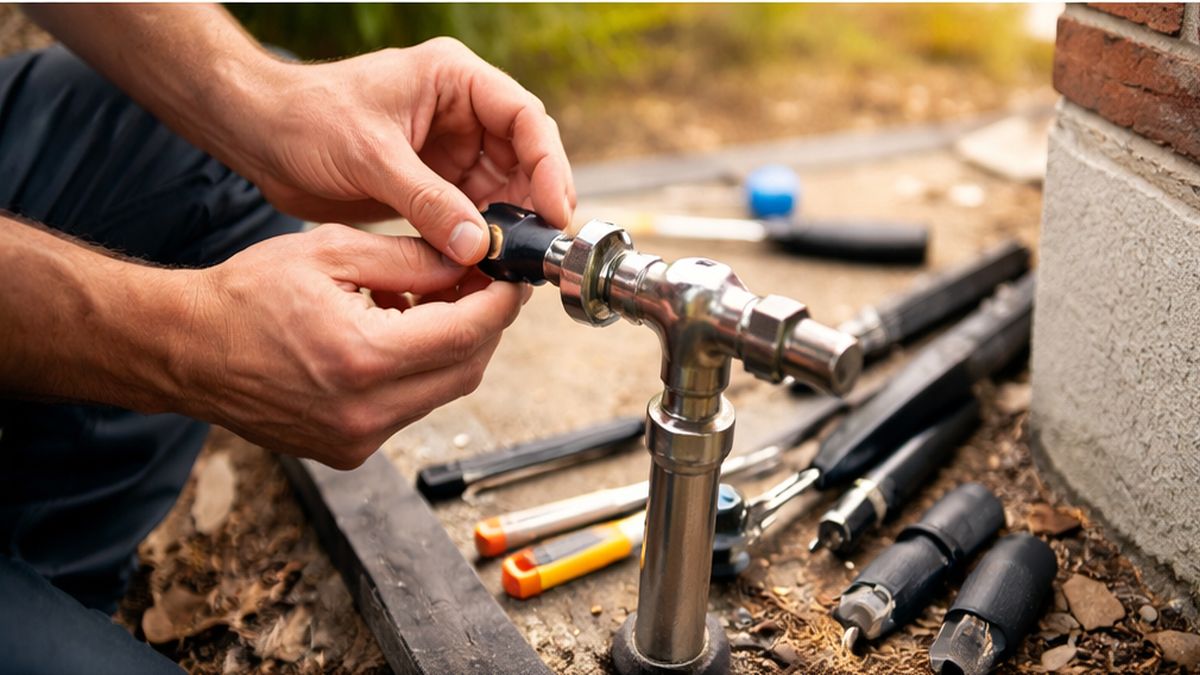 Washer replacement during hosebib outdoor faucet services in Sherwood Park for Plumbing Services maintenance