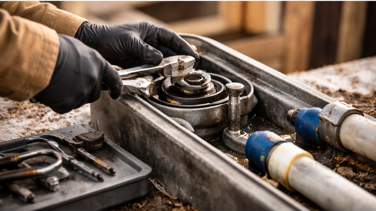 Close-up of Livestock Water System Services in Sherwood Park showing Livestock Water System Repair valve replacement