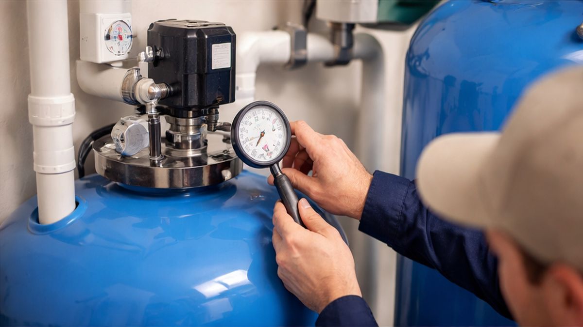 Pressure Tank Installation & Replacement service in Sherwood Park during Pressure Tank Maintenance adjusting pressure switch