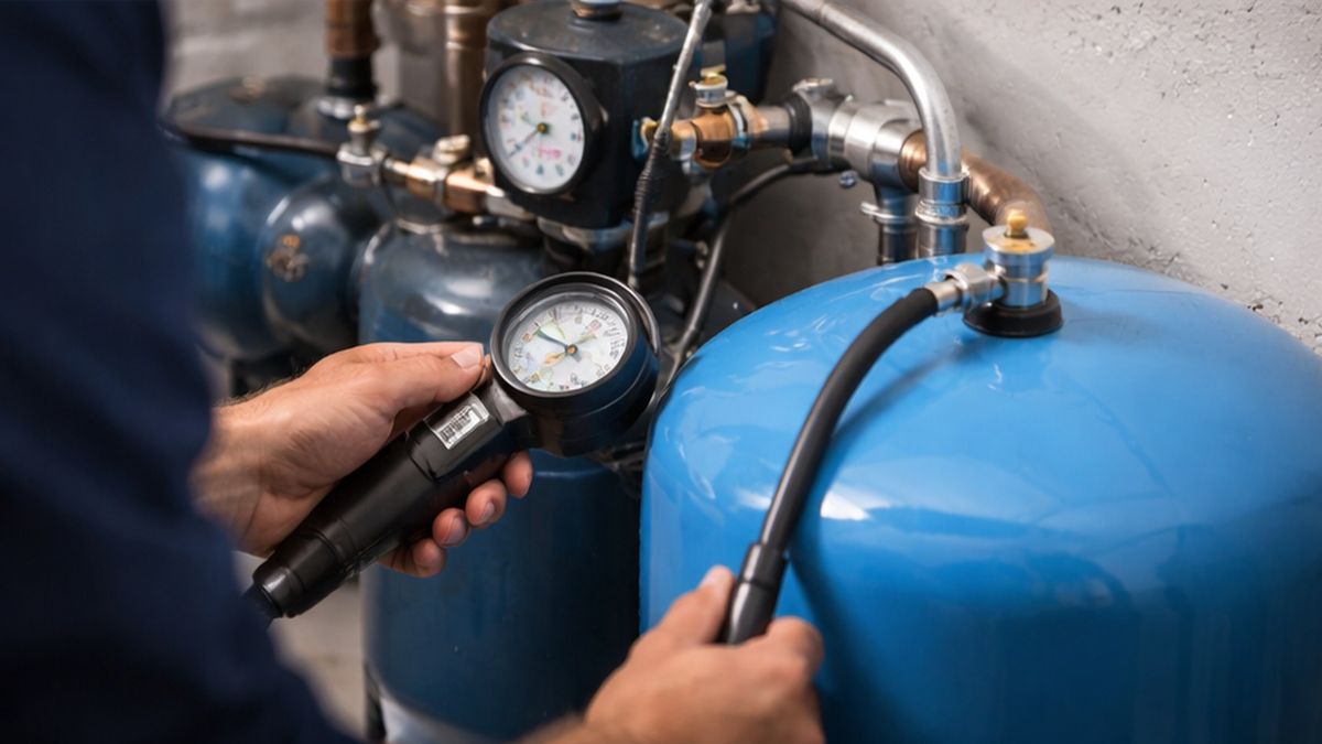 Pressure Tank Repair & Service in Sherwood Park testing air charge for Water System Troubleshooting