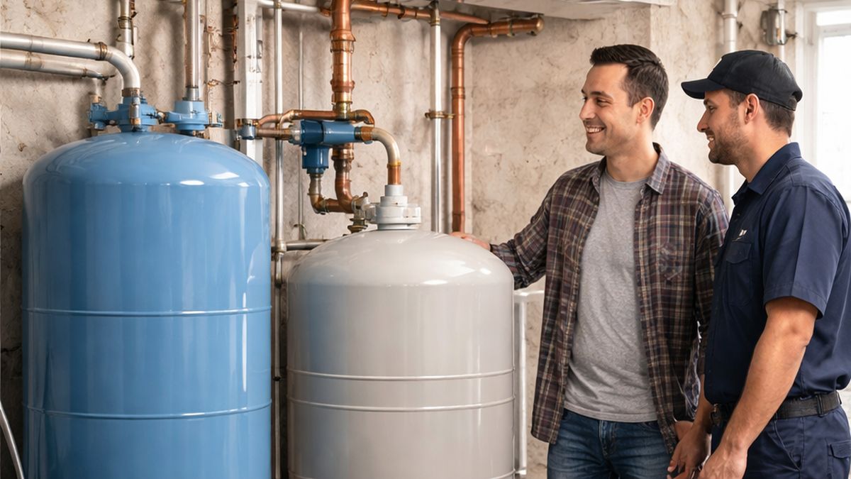 Pressure Tank Repair & Service in Sherwood Park completed after Water System Upgrades showing modern pressure tank system