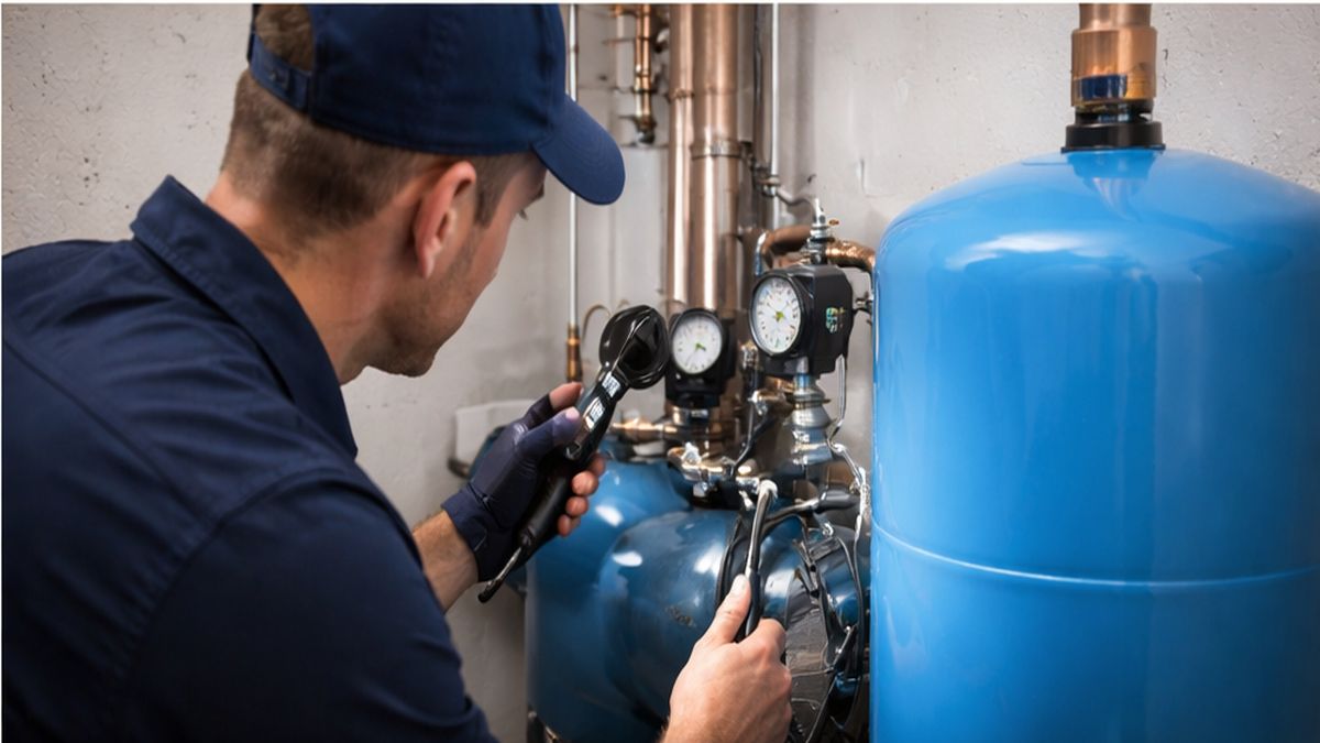 Pressure Tank Repair & Service in Sherwood Park during Water System Troubleshooting inspection