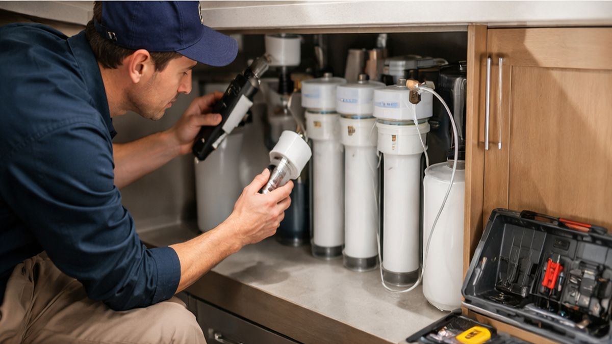 Reverse Osmosis Maintenance, Service & Repair in Sherwood Park Water Treatment Services filter replacement close-up