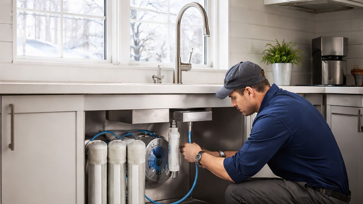 Reverse Osmosis System Installation & Replacement Services in Sherwood Park inspecting RO Systems filters and membrane