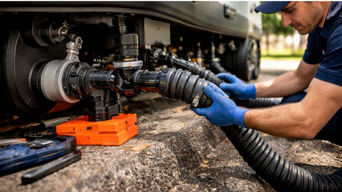 Mobile Homes & Manufactured Homes Plumbing, Heating & Drain Services in Sherwood Park servicing waste tank for RV Plumbing Services