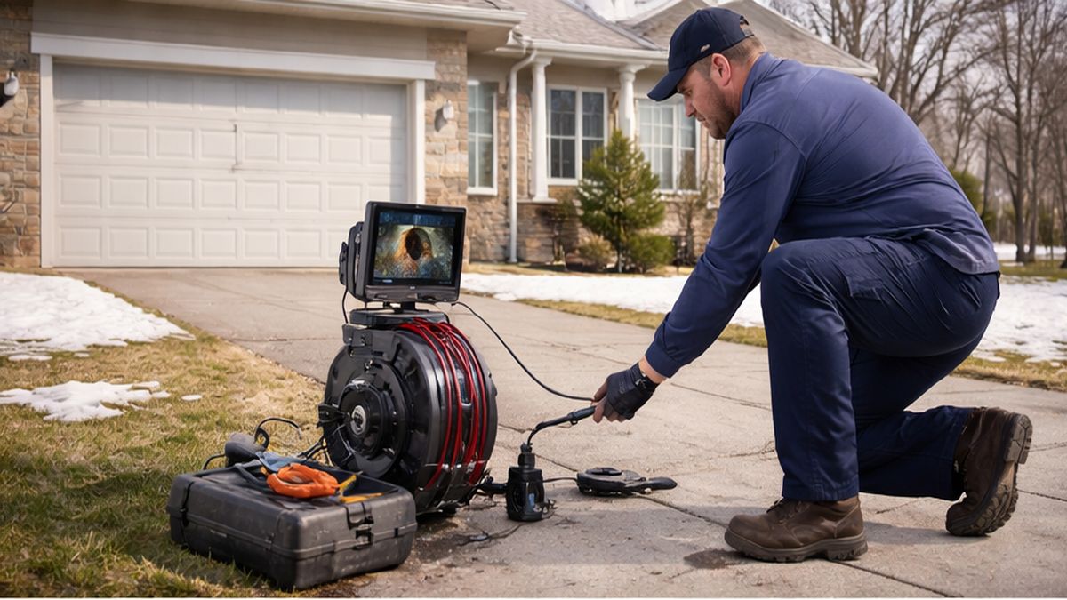 Private Water & Sewer Services Sherwood Park Sewer Inspection with camera entering basement cleanout