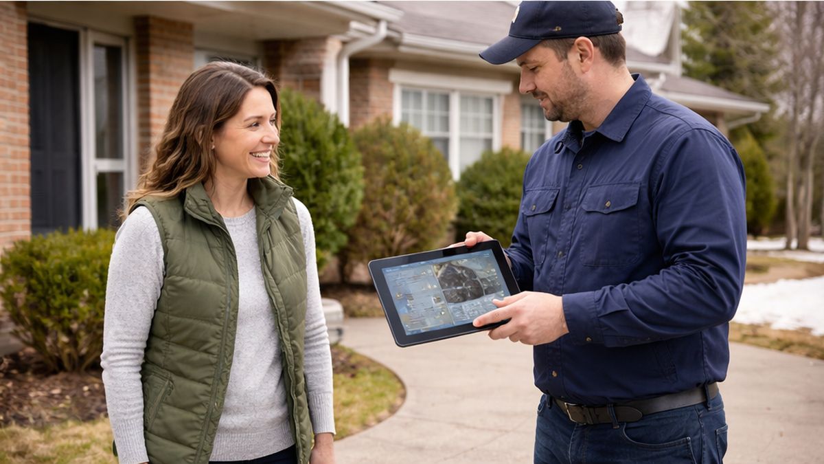 Private Water & Sewer Services Sherwood Park Sewer Inspection report review with homeowner