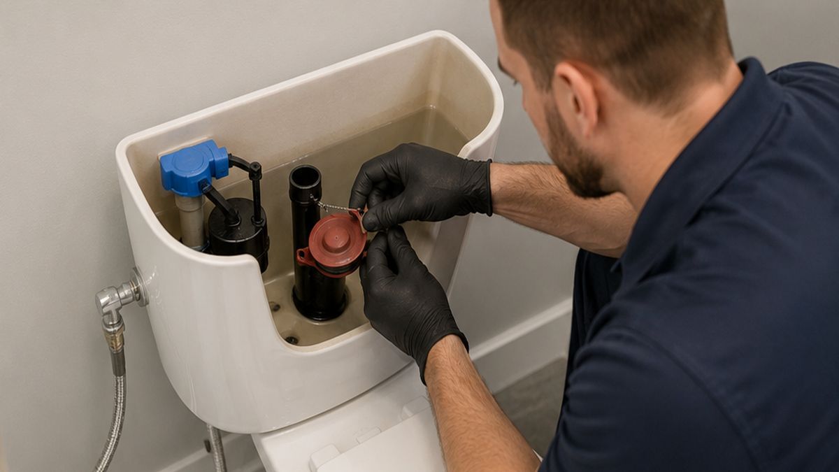 Toilet Repair in Sherwood Park by Toilet Repair Experts replacing flapper seal