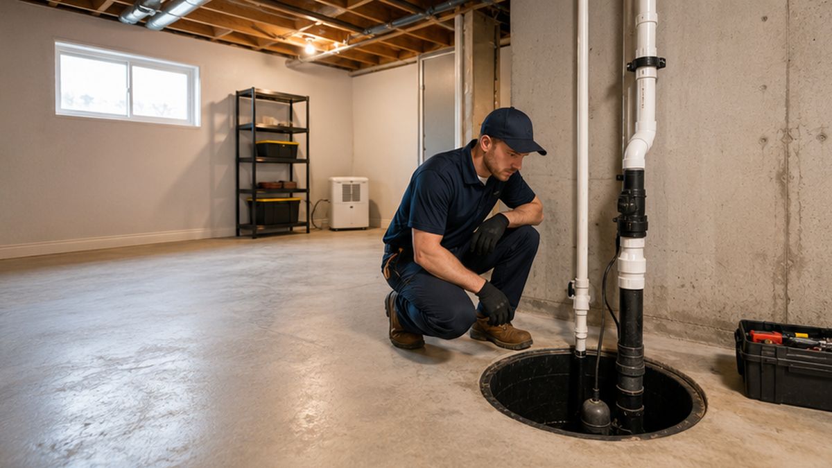Sump Pit Installation inspection in Sherwoord Park for Plumbing Services flood risk