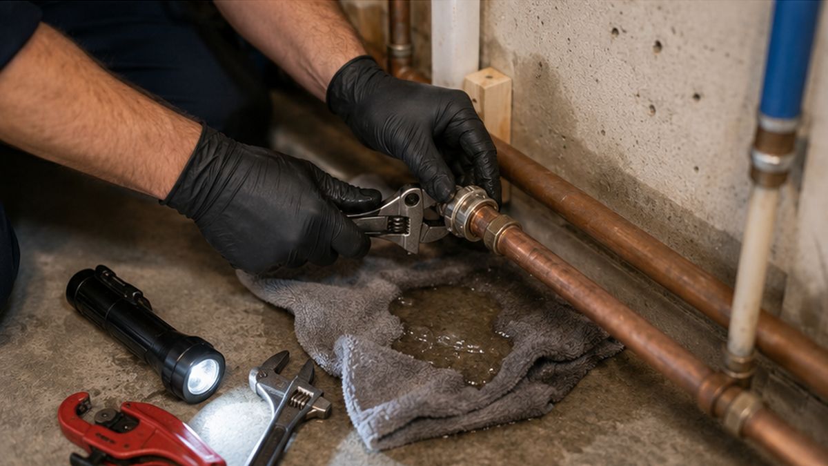 24 Hour Plumber repairing a burst pipe in Edmonton during an Emergency Plumber visit