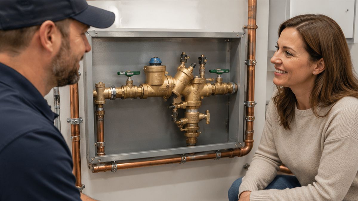 Professional Plumbers presenting completed Backflow Preventer Valve Services work in Edmonton
