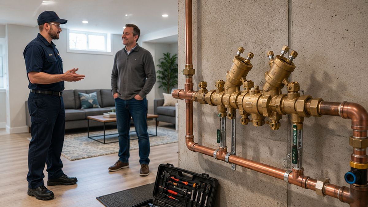 Backflow Preventer Valve Services in Edmonton by Plumbing Companies with a clean finished installation.