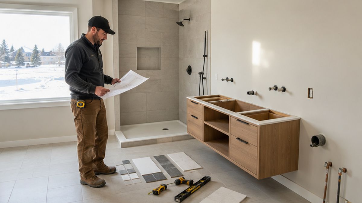 Bathroom Renovation & Remodel Services in Edmonton inspecting plumbing scope for a Bathroom Renovation.