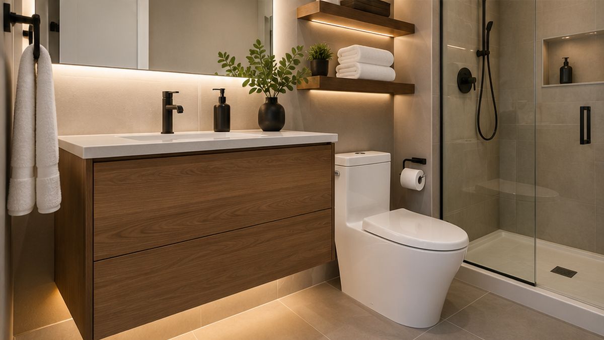 Bathroom Renovation & Remodel Services in Edmonton showing a completed Bathroom Renovation.