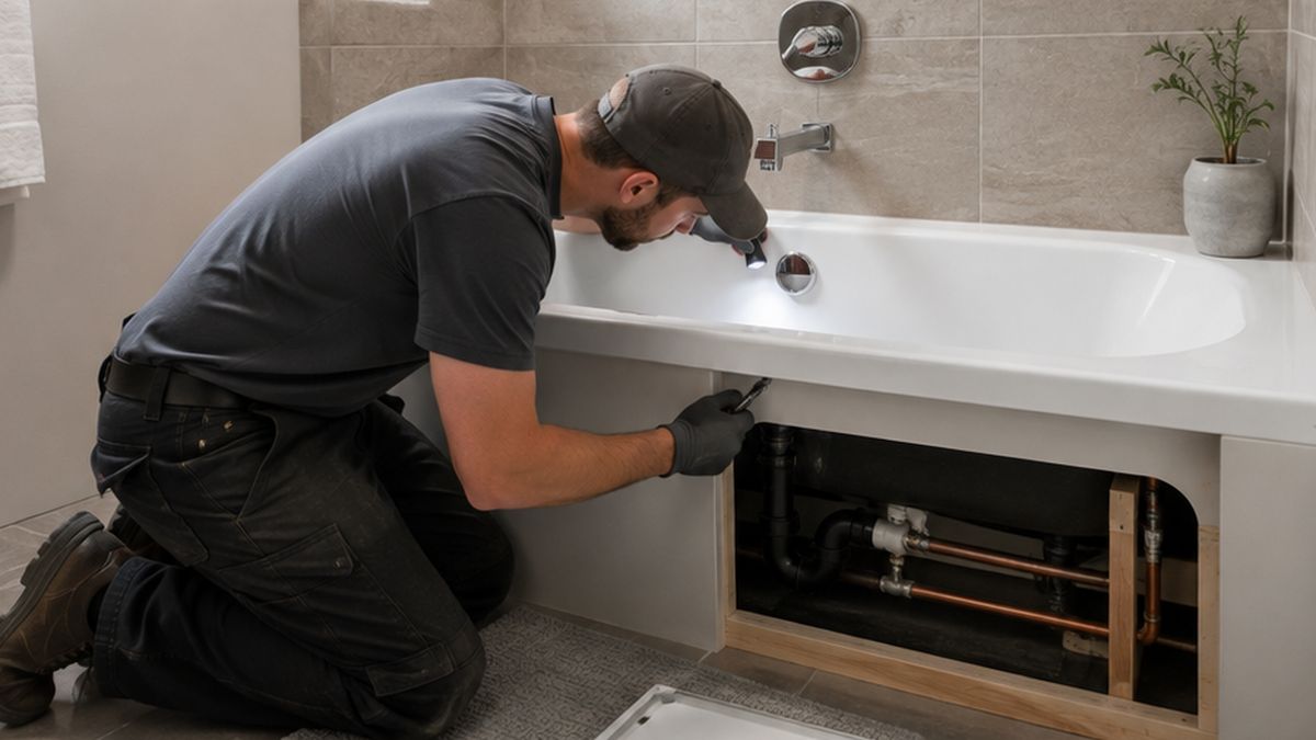Bathtub Installation & Replacement drain work in Edmonton by Bathtub Plumbing Contractors.