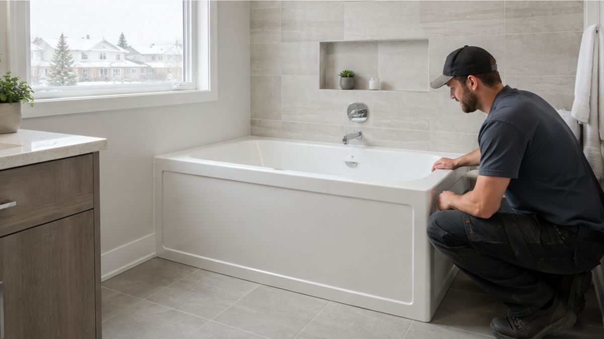 Finished Bathtub Installation & Replacement in Edmonton by Bathtub Plumbing Contractors.