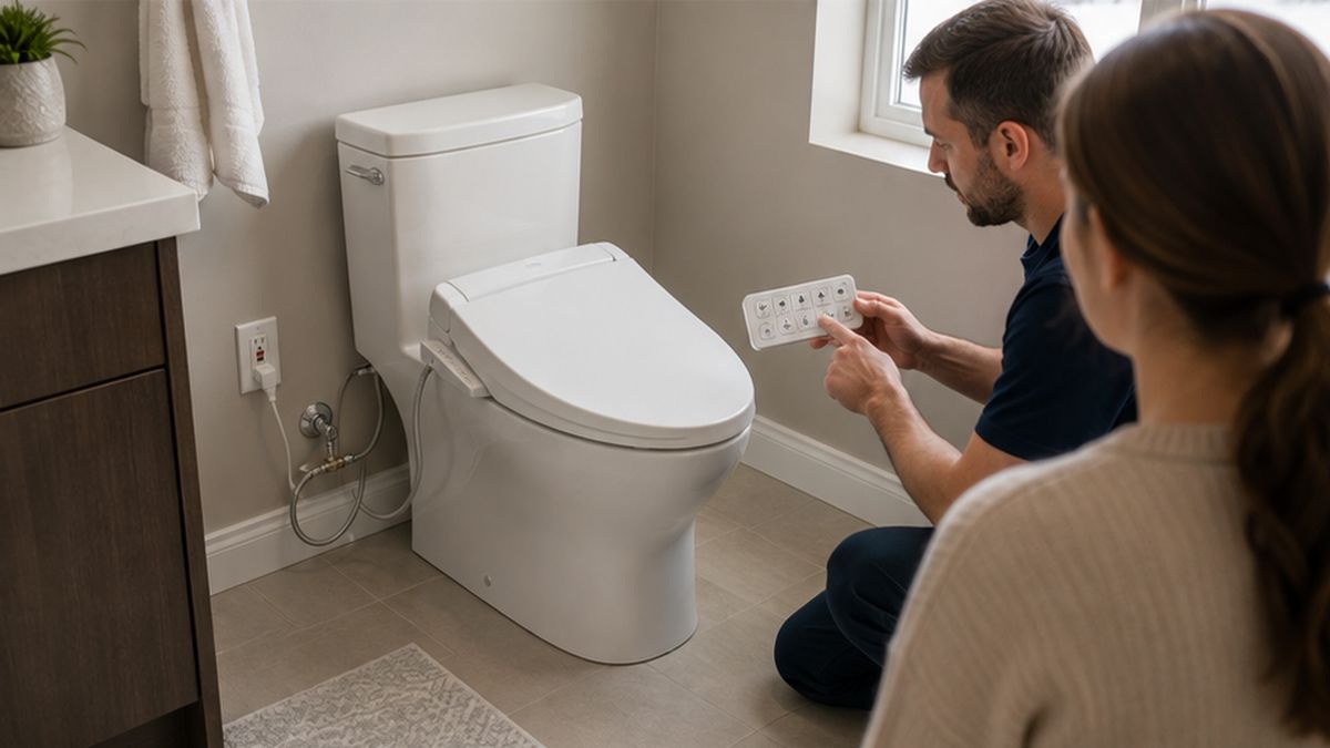 Finished Bidet & Washlet Toilet Seat Installation in Edmonton by Bidet Plumbing Experts