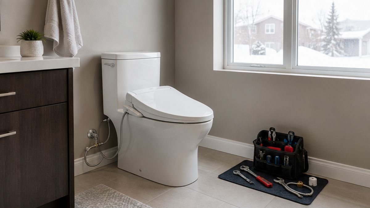 Bidet & Washlet Toilet Seat Installation inspection in Edmonton by Bidet Plumbing Experts