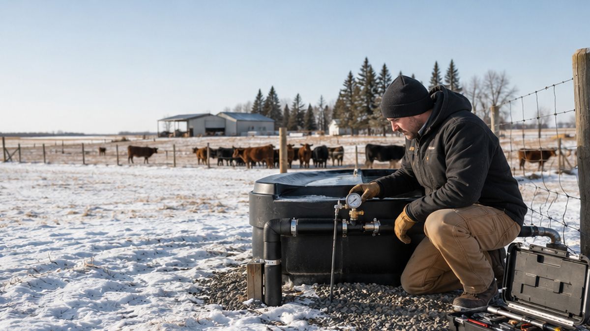Livestock Water System Services inspection in Edmonton by Livestock Water System Specialists checking water pressure